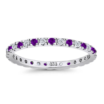 Stackable Full Eternity Ring Amethyst & Cubic Zirconia 925 Sterling Silver Wholesale